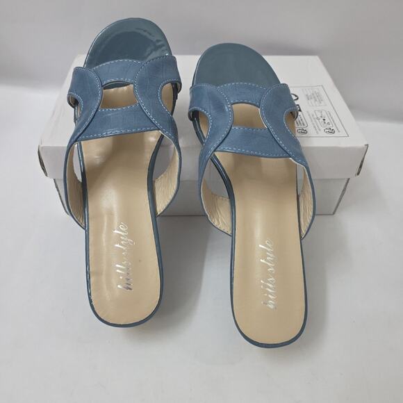 Hills Style Women’s Croc Embossed Gold Slide Sandals Low Heel Size 41 US 10 New - Picture 5 of 7